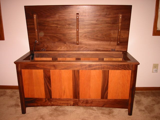Wooden hope chest made out of Walnut and Cherry
